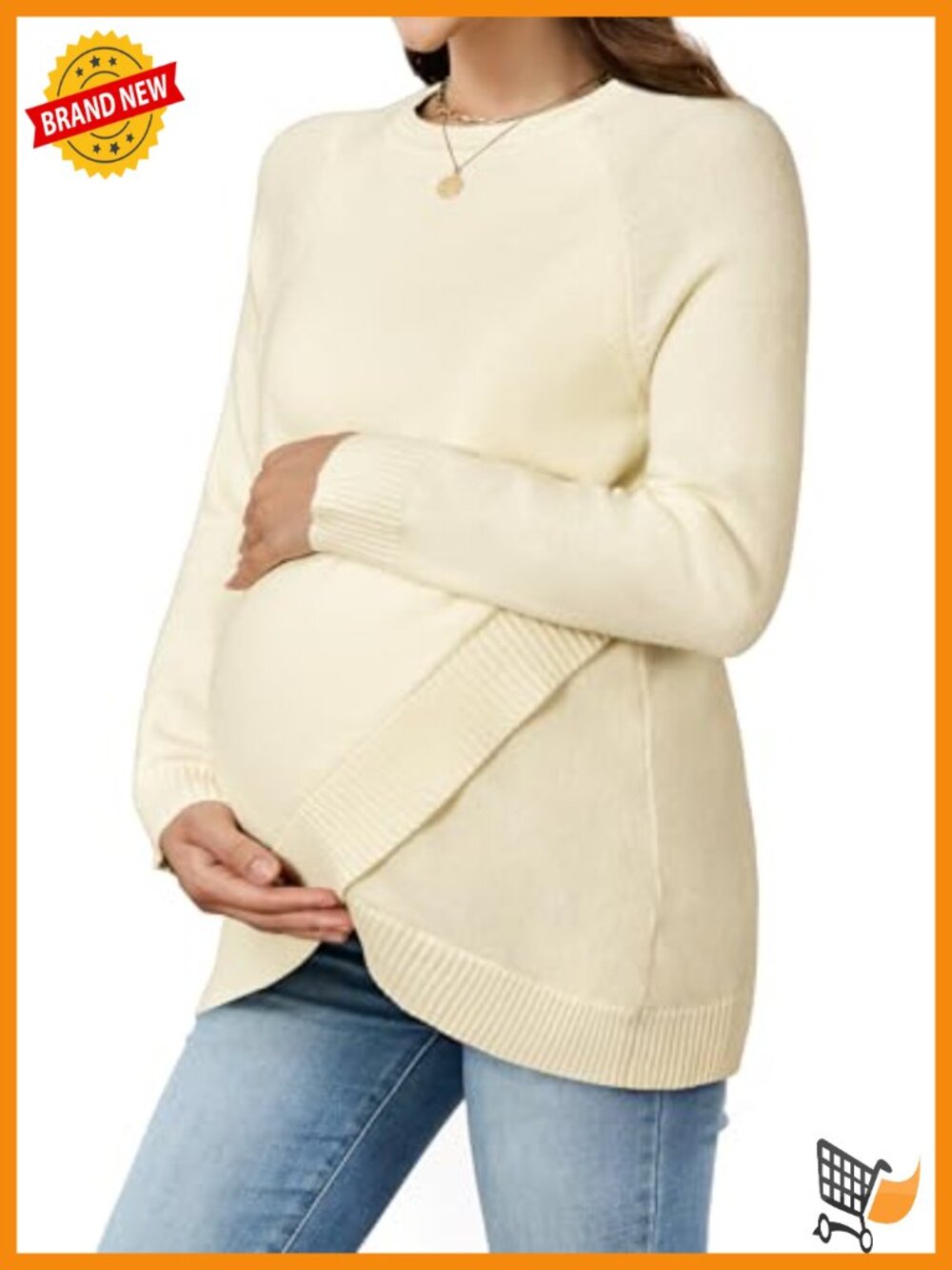 Wool Blend Maternity Sweater Crossover Ribbed Hem Pullover